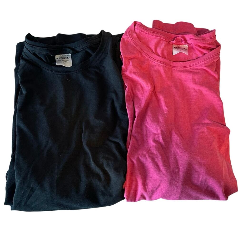 Athleta Set of 2 Air Out Cinch Tanks Size S Black Pink‎ Athleisure Workout